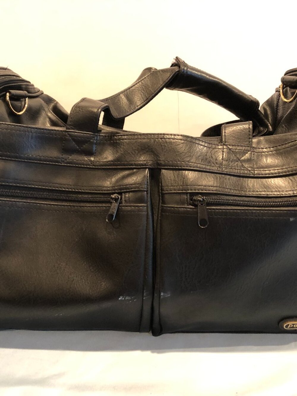 Porox Black Faux Leather Weekend Duffle Luggage Travel Bag #G4